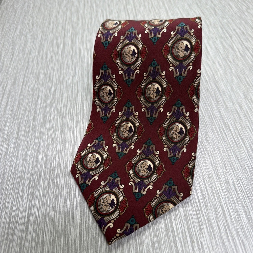 Karl Lagerfeld Silk Necktie Burgundy Pattern Classic Designer‎ Tie